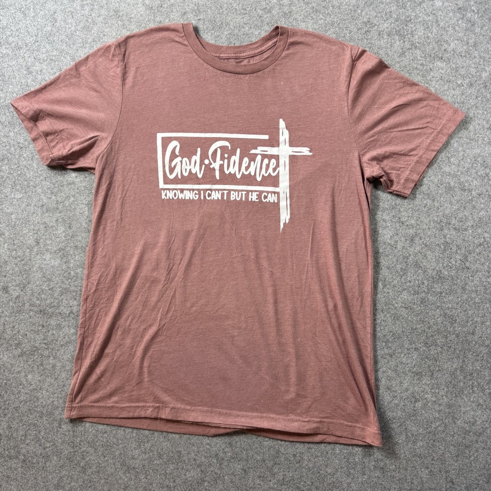 Unbranded Womens God-Fidence Graphic Tee XL Mauve Christian Cross Shirt